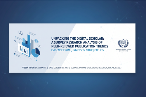 Survey Research Presentation cover slide with academic charts and data visualizations